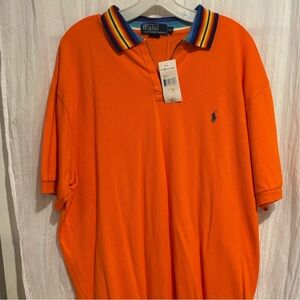 Polo Ralph Lauren Shirt Rugby Stripe Collar Mens XL orange new heritage pony